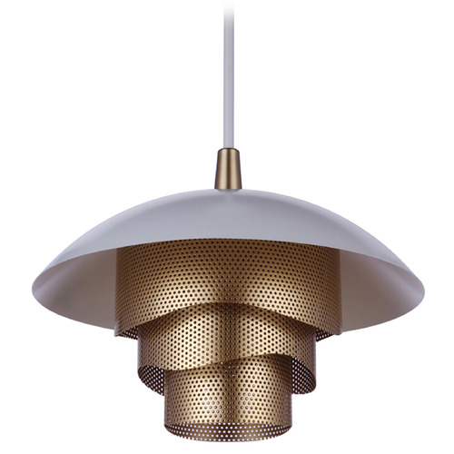 Sculptural Statement LED Pendant in White & Matte Gold by Craftmade