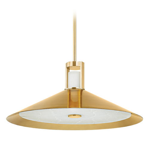 Hudson Valley Lighting Clermont Aged Brass LED Pendant Light with Coolie Shade