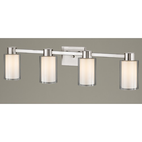 4-Light Frosted Glass Bathroom Light Satin Nickel