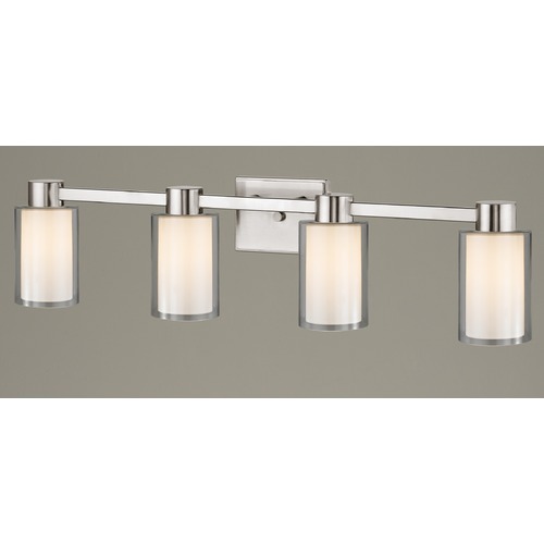 Design Classics Lighting 4-Light Frosted Glass Bathroom Light Satin Nickel 2104-09 GL1061 GL1040C