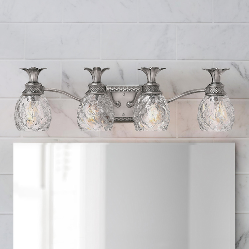 Polished Antique Nickel Pineaple Bathroom Light with Clear Glass by Hinkley Lighting