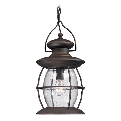 Elk Lighting Outdoor Hanging Light with Clear Glass in Weathered Charcoal Finish 47043/1