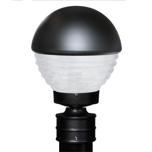 Frosted Ribbed Glass Post Light Black Costaluz by Besa Lighting