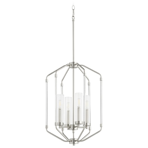 Quorum Lighting Citadel Satin Nickel Pendant with Cylindrical Shade by Quorum Lighting 6963-4-65