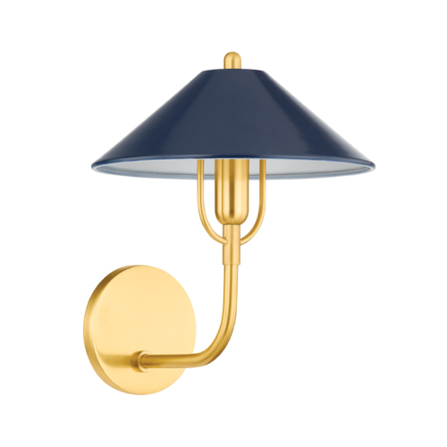 Mitzi by Hudson Valley Mariel Wall Sconce in Aged Brass & Soft Navy by Mitzi by Hudson Valley H866101-AGB/SNY