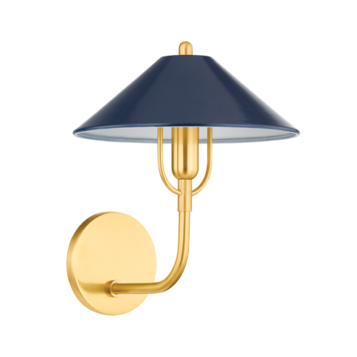 Mariel Wall Sconce in Aged Brass & Soft Navy by Mitzi by Hudson Valley