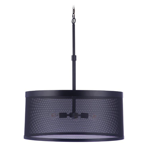 Craftmade Lighting Craftmade Lighting Mesh Flat Black Pendant Light with Drum Shade 58994-FB