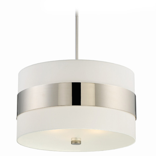 Crystorama Lighting Crystorama Lighting Grayson Polished Nickel Pendant Light with Drum Shade 295-PN