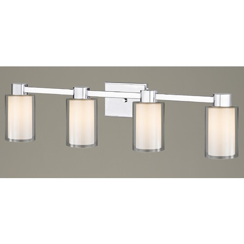 Design Classics Lighting 4-Light Frosted Glass Bathroom Light Chrome 2104-26 GL1061 GL1040C