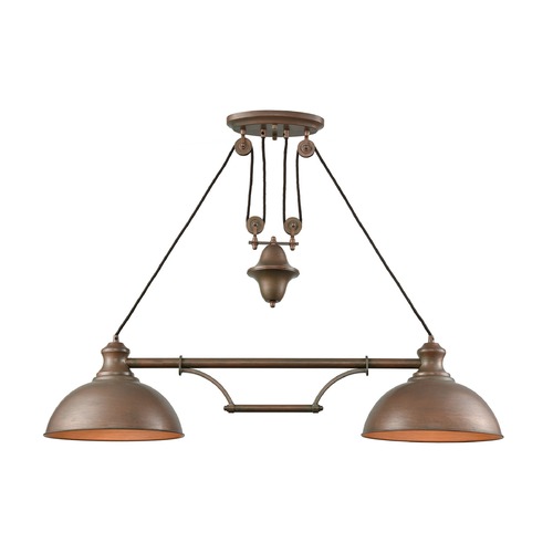 Elk Lighting Elk Lighting Farmhouse Tarnished Brass Billiard Light with Bowl / Dome Shade 65272-2