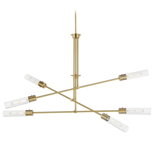 Maxim Lighting Equilibrium Natural Aged Brass LED Pendant Light with Cylindrical Shade