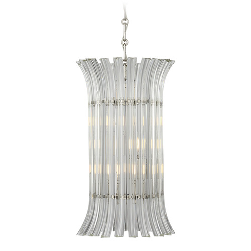 Rhine Linear Chandelier in Clear Crystal and Polished Nickel