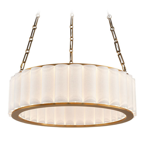 Modern Forms by WAC Lighting Modern Forms Poplin Aged Brass LED Pendant Light with Drum Shade PD214627-TWA-AB