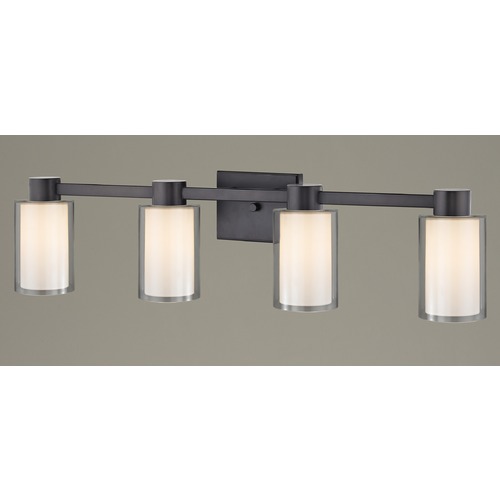 Design Classics Lighting 4-Light Frosted Glass Bathroom Light Bronze 2104-220 GL1061 GL1040C