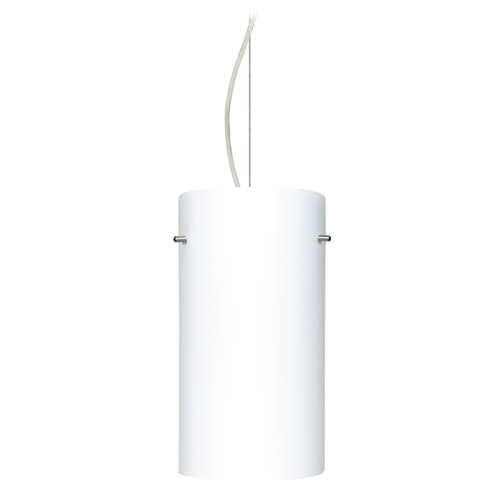 Besa Lighting Tondo Satin Nickel LED Pendant Light with Cylindrical Shade