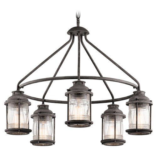 Kichler Lighting Seeded Glass Outdoor Chandelier Zinc by Kichler Lighting 49667WZC