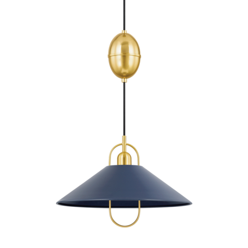 Mitzi by Hudson Valley Mariel Pendant in Aged Brass & Soft Navy by Mitzi by Hudson Valley H866701-AGB/SNY