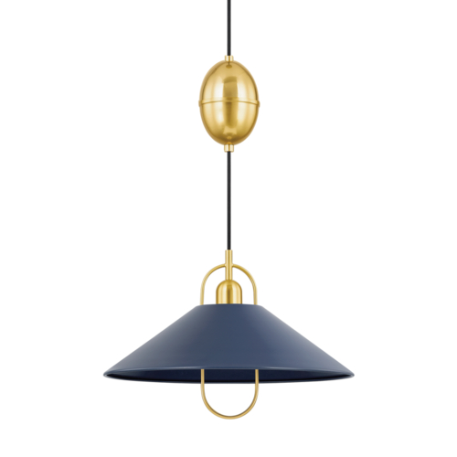 Mariel Pendant in Aged Brass & Soft Navy by Mitzi by Hudson Valley