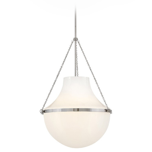 Hinkley Hinkley Collins Polished Nickel LED Pendant Light with Teardrop Shade 46894PN