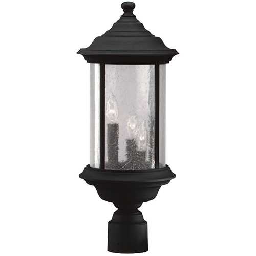 Seeded Glass Outdoor Post Light Black 20-1/2-Inch Dolan Designs