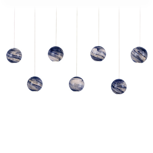 Currey and Company Palatino Silver Multi-Light Pendant with Globe Shade