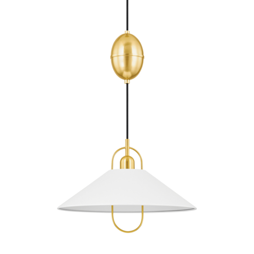 Mitzi by Hudson Valley Mariel Pendant in Aged Brass & Soft White by Mitzi by Hudson Valley H866701-AGB/SWH