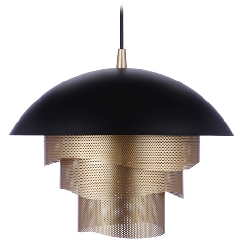 Sculptural Statement LED Pendant in Black & Matte Gold by Craftmade