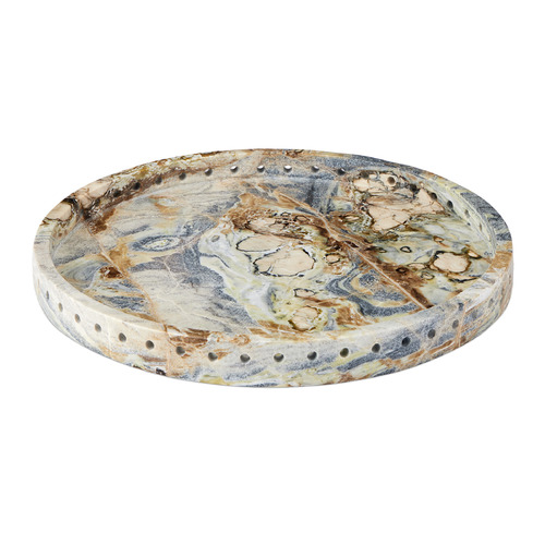 Currey and Company Freya Natural Floral Jade Marble Tray