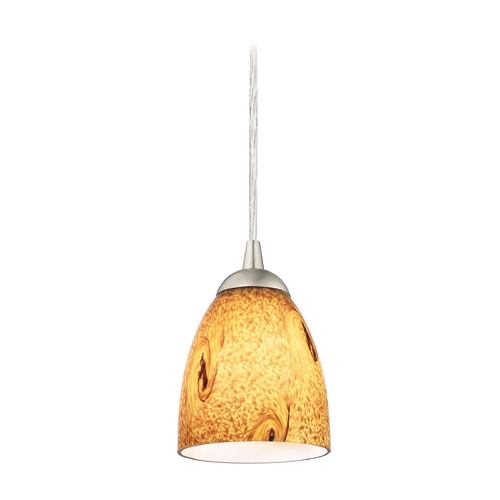 Modern Mini-Pendant Light with Brown Art Glass