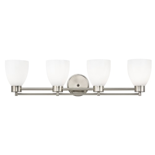 Design Classics Lighting Modern Bathroom Light with White Glass in Satin Nickel Finish 704-09 GL1024MB