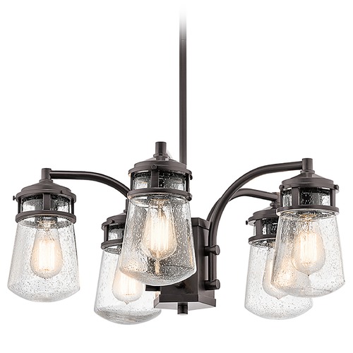 Seeded Glass Outdoor Chandelier Bronze by Kichler Lighting