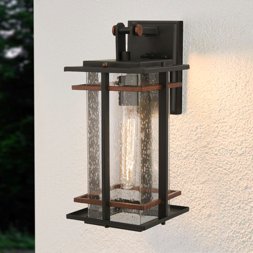 San Marcos Black with Antique Copper Outdoor Wall Light by Minka Lavery
