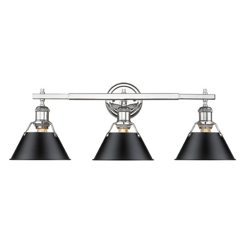 Golden Lighting Orwell 24.25-Inch Bath Light in Chrome & Black by Golden Lighting 3306-BA3CH-BLK