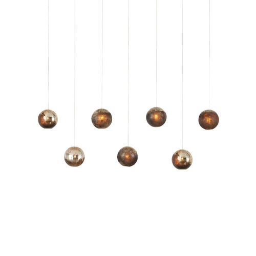 Pathos 7-Light Linear Pendant in Silver & Gold by Currey & Co