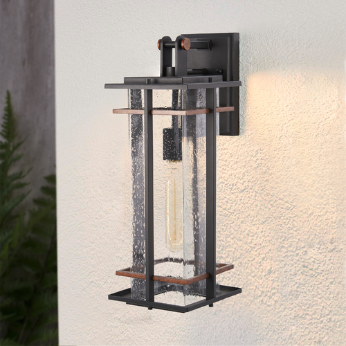 San Marcos Black with Antique Copper Outdoor Wall Light by Minka Lavery