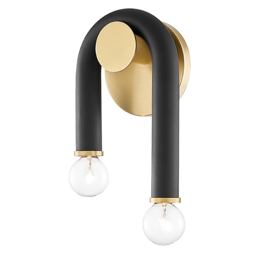 Whit Aged Brass & Black Sconce by Mitzi by Hudson Valley