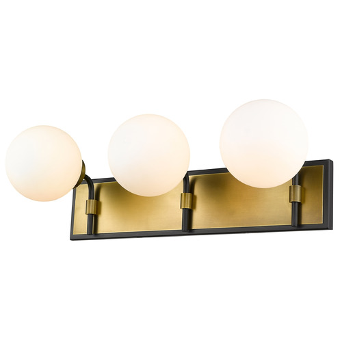 Z-Lite Parsons Matte Black & Olde Brass Bathroom Light by Z-Lite 477-3V-MB-OBR