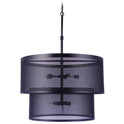Craftmade Lighting Craftmade Lighting Mesh Flat Black Pendant Light with Drum Shade 58999-FB