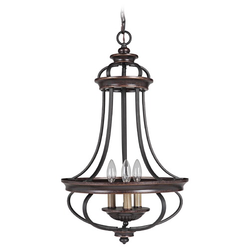 Stafford 16-Inch Aged Bronze & Textured Black Pendant by Craftmade Lighting