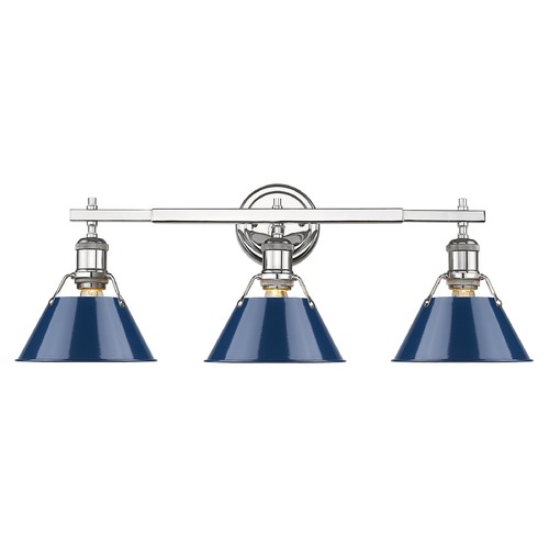 Orwell 24.25-Inch Bath Light in Chrome & Navy Blue by Golden Lighting