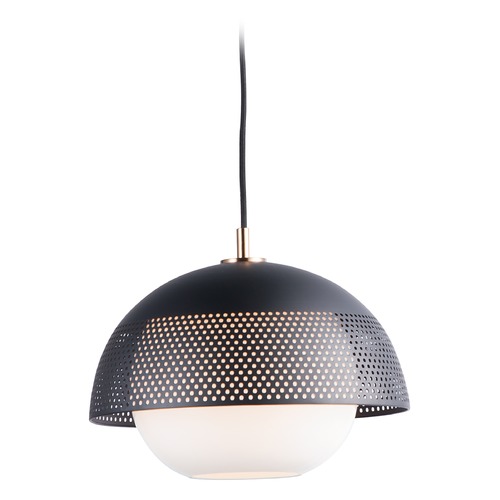 Perf Black & Satin Brass Pendant by Maxim Lighting