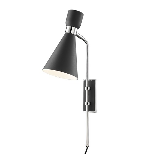 Mitzi by Hudson Valley Willa Polished Nickel & Black Sconce by Mitzi by Hudson Valley HL295101-PN/BK