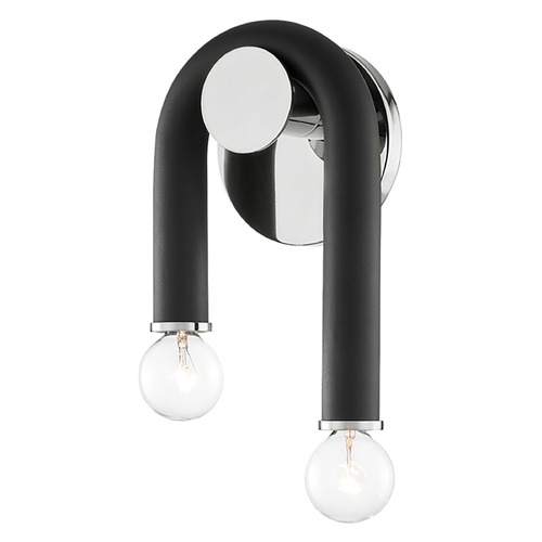 Whit Polished Nickel & Black Sconce by Mitzi by Hudson Valley