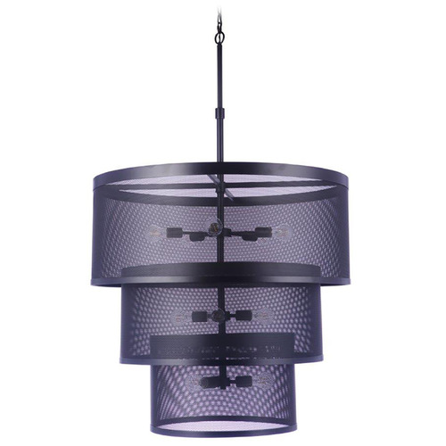 Craftmade Lighting Craftmade Lighting Mesh Flat Black Pendant Light with Drum Shade 58992-FB