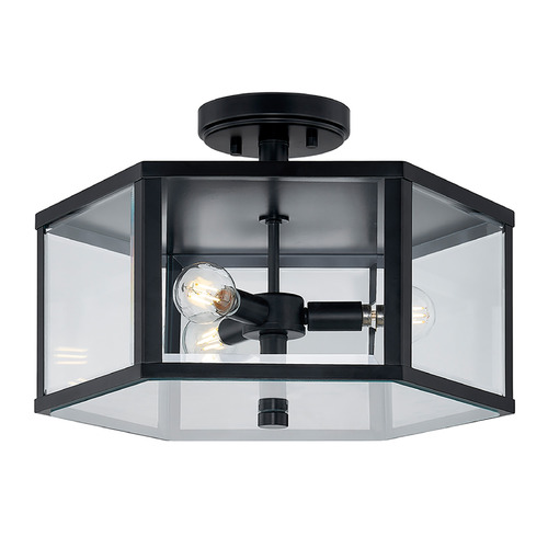 Justice Design Group Justice Design Edgeworth 16 Inch Outdoor Semi-Flush FSN-7679W-CLER-MBLK