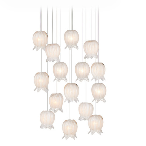 Currey and Company Polpo White / Silver Multi-Light Pendant with Bell Shade