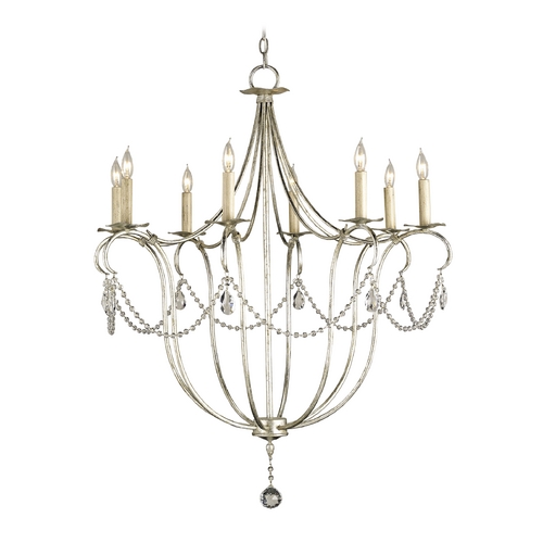 Currey and Company Lighting Crystal Lights 31-Inch Chandelier in Silver Leaf by Currey & Company 9891