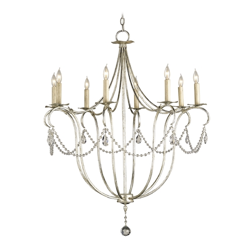 Crystal Lights 31-Inch Chandelier in Silver Leaf by Currey & Company