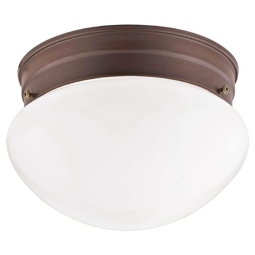 Design Classics Lighting 7.5-Inch Bronze Flushmount Ceiling Light With Opal Glass 29612
