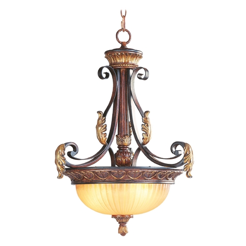 Livex Lighting Livex Lighting Villa Verona Bronze with Aged Gold Leaf Accents Pendant Light with Bowl / Dome Shade 8567-63